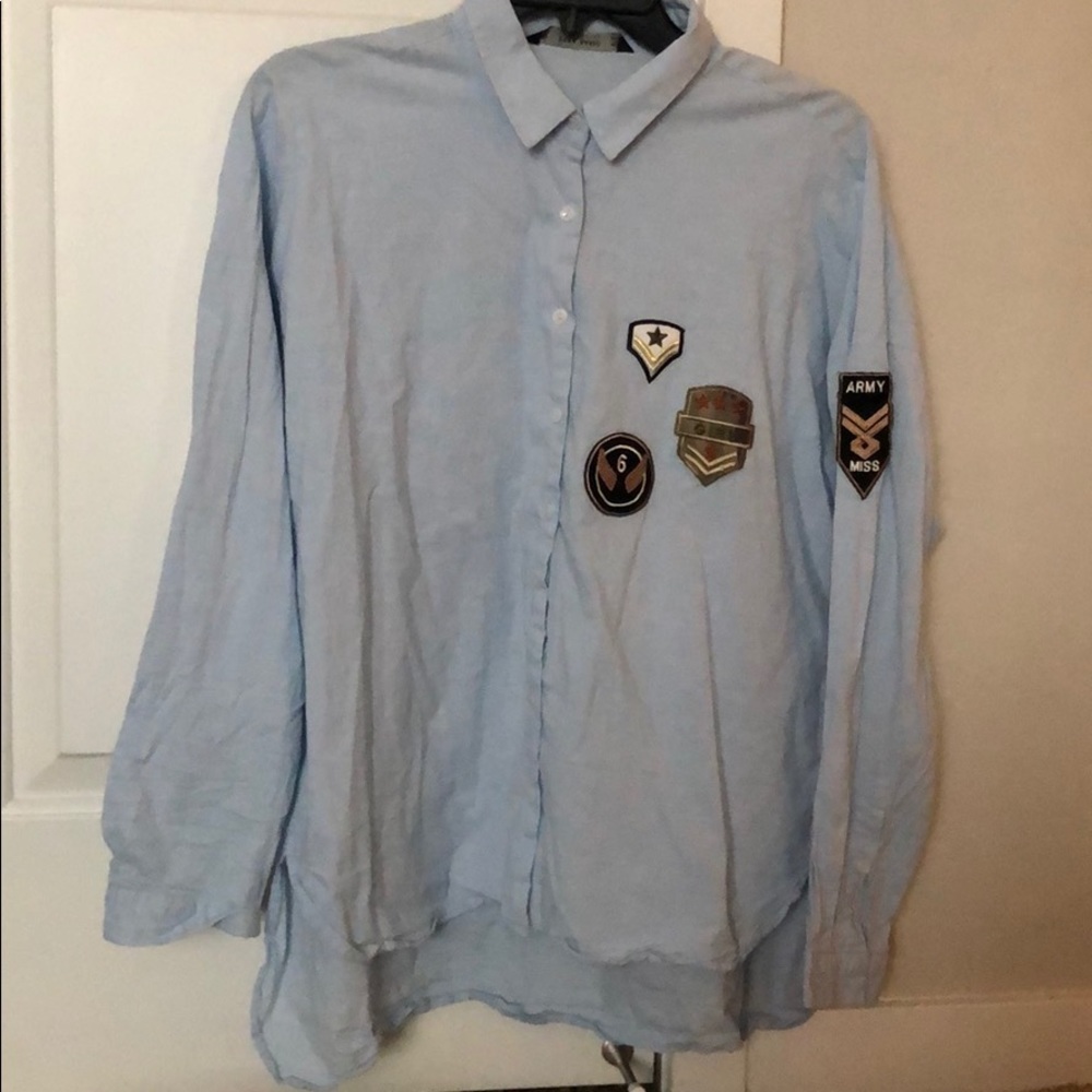 Zara trf button down shirt with patches